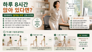 오랫동안 앉아 있는 생활이라면 운동시간뿐 아니라 하루 중 자주 일어나 움직이는 습관도 함께 챙겨보세요